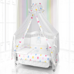 Набор в кроватку Beatrice Bambini - комплект белья Unico + балдахин Bianco Neve — Orso Cuando (125x65)