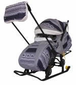 Санки-коляска SNOW GALAXY LUXE (на больших мягких колесах+сумка+муфта) — Финляндия черная