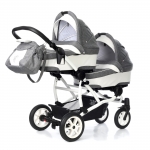 Коляска-люлька для двойни Esspero Duetto (шасси White) — Denim