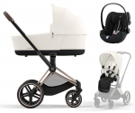 Коляска 3 в 1 Cybex Priam IV Rosegold и автокресло Cloud G i-Size Plus — Off White