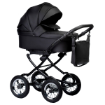 Коляска 2 в 1 Indigo BARBARA ECO Classic — черная кожа