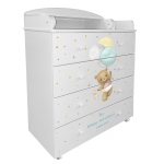 Пеленальный комод Indigo My Sleepy 800/4 ЛДСП, шариковые направляющие — Белый Мишка