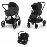 Коляска 3 в 1 Cybex Gazelle S и автокресло Cloud G i-Size Plus — BLK Moon Black