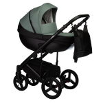 Коляска 2 в 1 Indigo TOUR ECO  — черная кожа+шалфей кожа