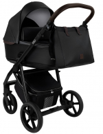 Коляска 2 в 1 Roan Esso Кожа — Black /Black/руч.Тем.коричневый