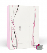 Шкаф 3х дверный ABC-KING Принцесса — без зеркал каркас розовый