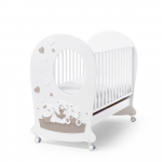 Детская кроватка Erbesi Mirtillone с окном — Белый/Песочный