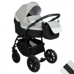 Коляска 2в1 Alis ALVARO — т.серый+св.серый+белая кожа