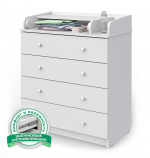 Пеленальный комод Атон Сириус-2 80/4ЛДСП шариковые направляющие, 4 ящика — Белый