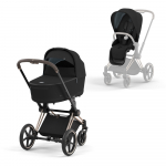 Коляска 2 в 1 Cybex Priam IV (шасси Rosegold) — Deep Black
