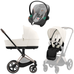 Коляска 3 в 1 Cybex Priam IV Rosegold и автокресло Aton S2 i-Size — Off White