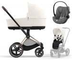 Коляска 3 в 1 Cybex Priam IV Rosegold и автокресло Cloud G i-Size — Off White