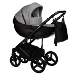 Коляска 2 в 1 Indigo TOUR ECO  — черная кожа+серая кожа