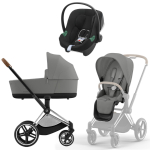 Коляска 3 в 1 Cybex Priam IV Chrome Brown и автокресло Aton B2 i-Size — Mirage Grey