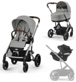 Коляска 3 в 1 Cybex Balios S Lux SLV — Stone Grey с дождевиками