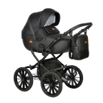 Коляска 2 в 1 Indigo PORTO Classic 14" — черная кожа+черный узор