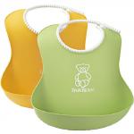 Нагрудник мягкий пластиковый для кормления ребенка BabyBjorn (2 шт.) — Желтый-зеленый