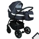 Коляска 2в1 Alis ALVARO — т.синий+белая кожа