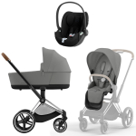 Коляска 3 в 1 Cybex Priam IV Chrome Brown и автокресло Cloud G i-Size Plus — Mirage Grey