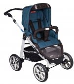 Коляска 2 в 1 Patron Fenix 4XC-S (серебряная рама) — tweed teal blue 665