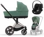 Коляска 3 в 1 Cybex Priam IV Rosegold и автокресло Cloud G i-Size Plus — Leaf Green