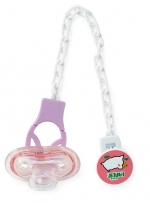 Эластичная пустышка и цепочка от Farlin с 0 мес. — Розовый