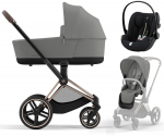 Коляска 3 в 1 Cybex Priam IV Rosegold и автокресло Cloud G i-Size Plus — Mirage Grey