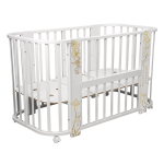 Детская кроватка Indigo "Green Line" 5 в 1 (маятник) массив березы — цветы