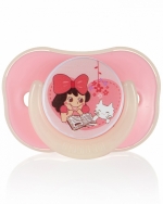 Силиконовая пустышка Farlin 6+ мес. (в контейнере + цепочка для пустышки) — Розовый