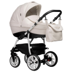 Коляска 2 в 1 Indigo INDIGO Special — белая кожа