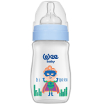 Бутылочка  для кормления с широким горлышком с силиконовой соской р-р 1, WeeBaby Classic Plus 250 мл — Супермен