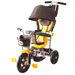 Велосипед трехколесный Galaxy Лучик с капюшоном — коричнево-желтый